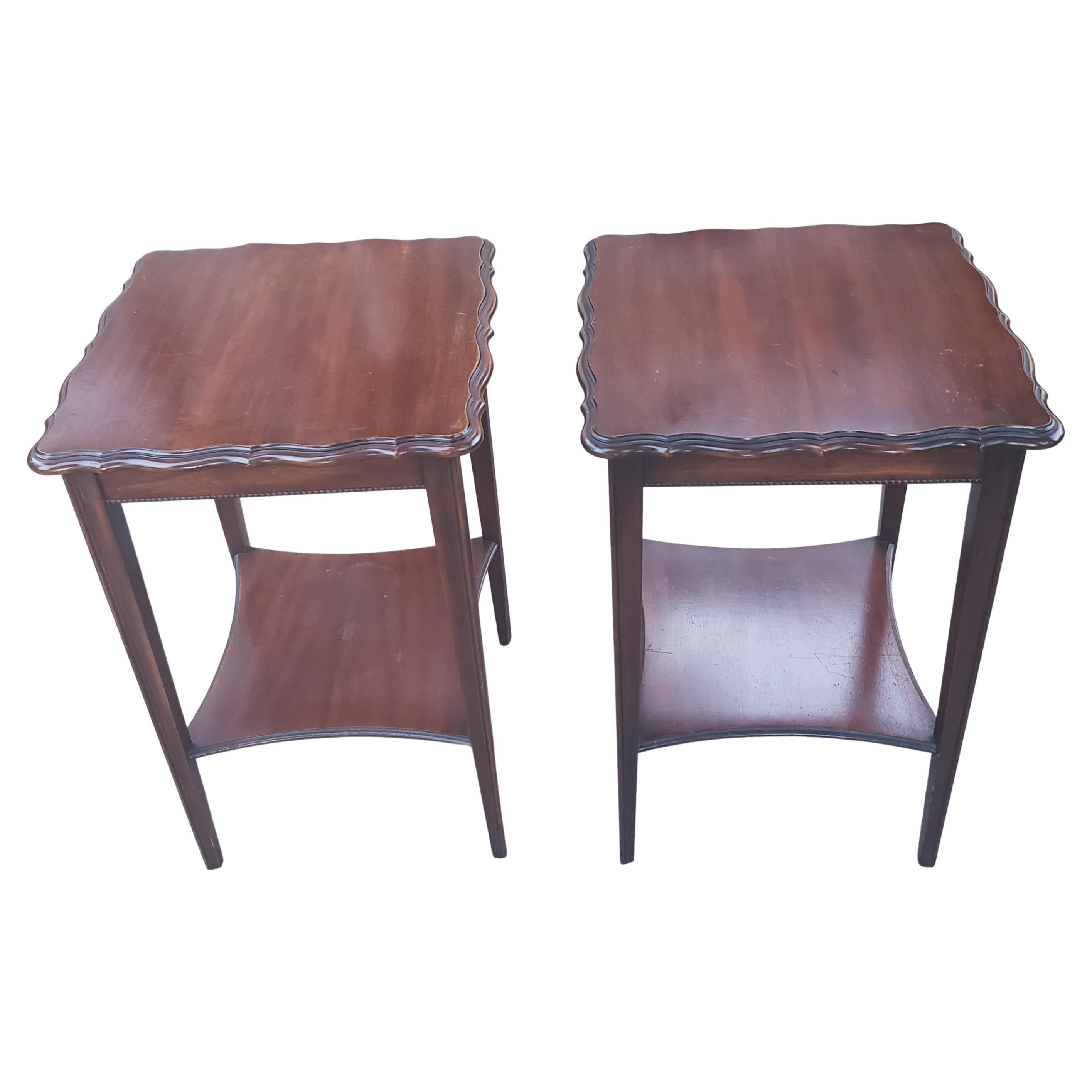 1940s Imperial Grand Rapids Solid Mahogany Tiered Side Tables In Good Condition In Germantown, MD