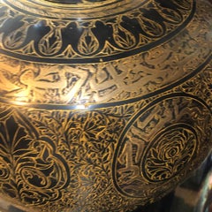1940s Indian Bronze Tall Black and Gold Urn
