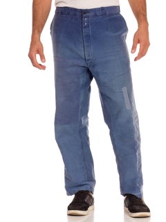 1940S Indigo Blue Cotton French Workwear Pants