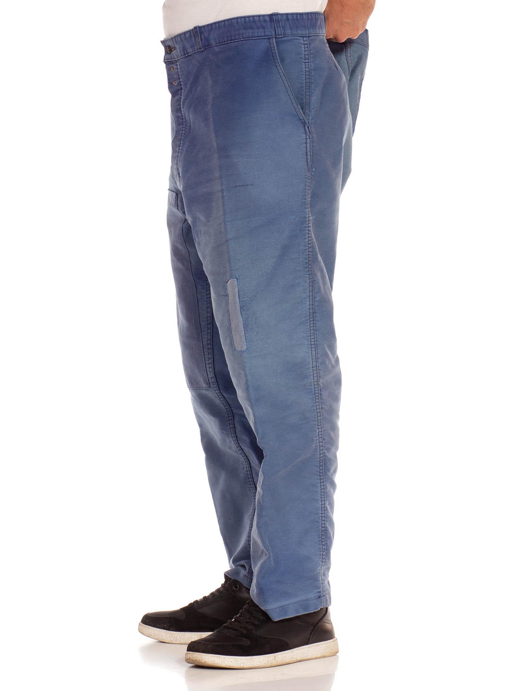 1940S Indigo Blau Baumwolle Französisch Arbeitskleidung Hosen im Angebot 2
