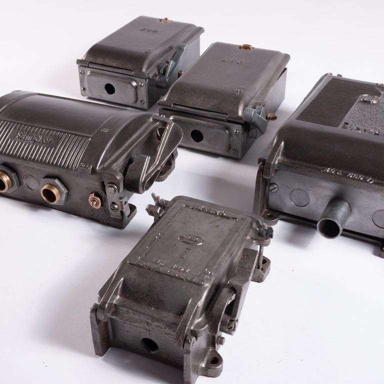1940s Industrial Decorative Collection of Five Vintage Fuse Boxes at 1stDibs antique fuse box