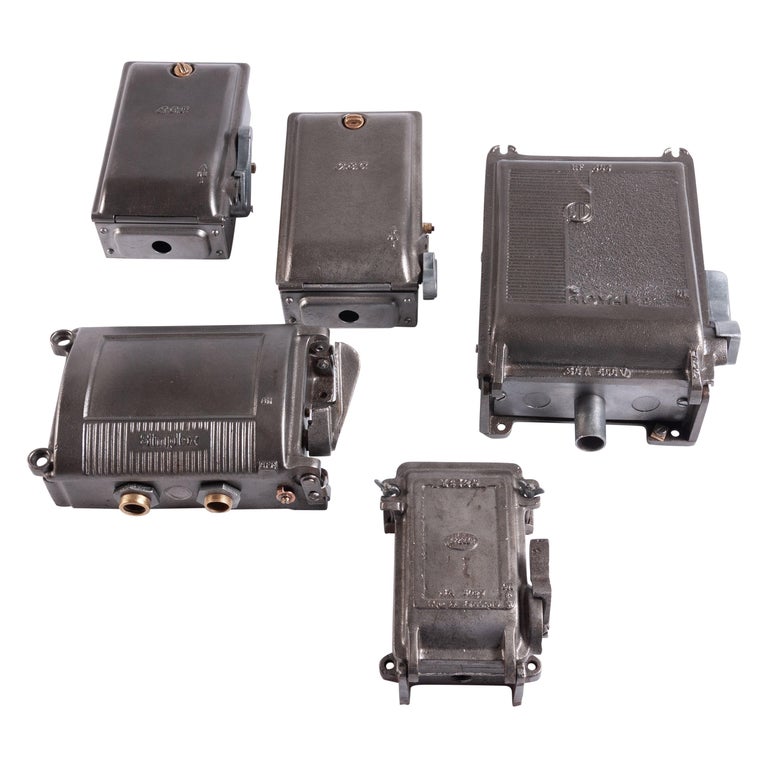 1940s Industrial Decorative Collection of Five Vintage Fuse Boxes at 1stDibs