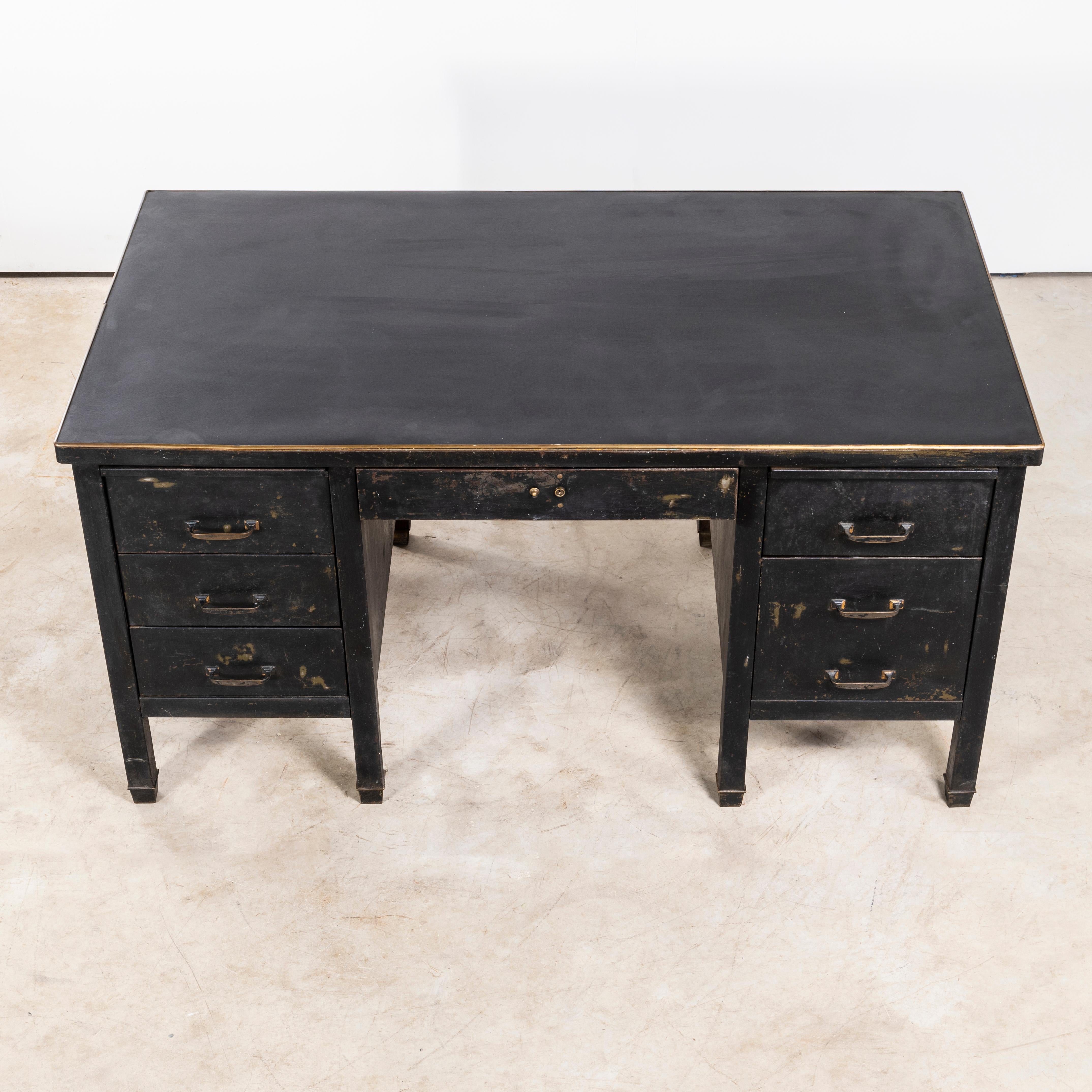 1940's Industrial Metal Desk - Linoleum To 5