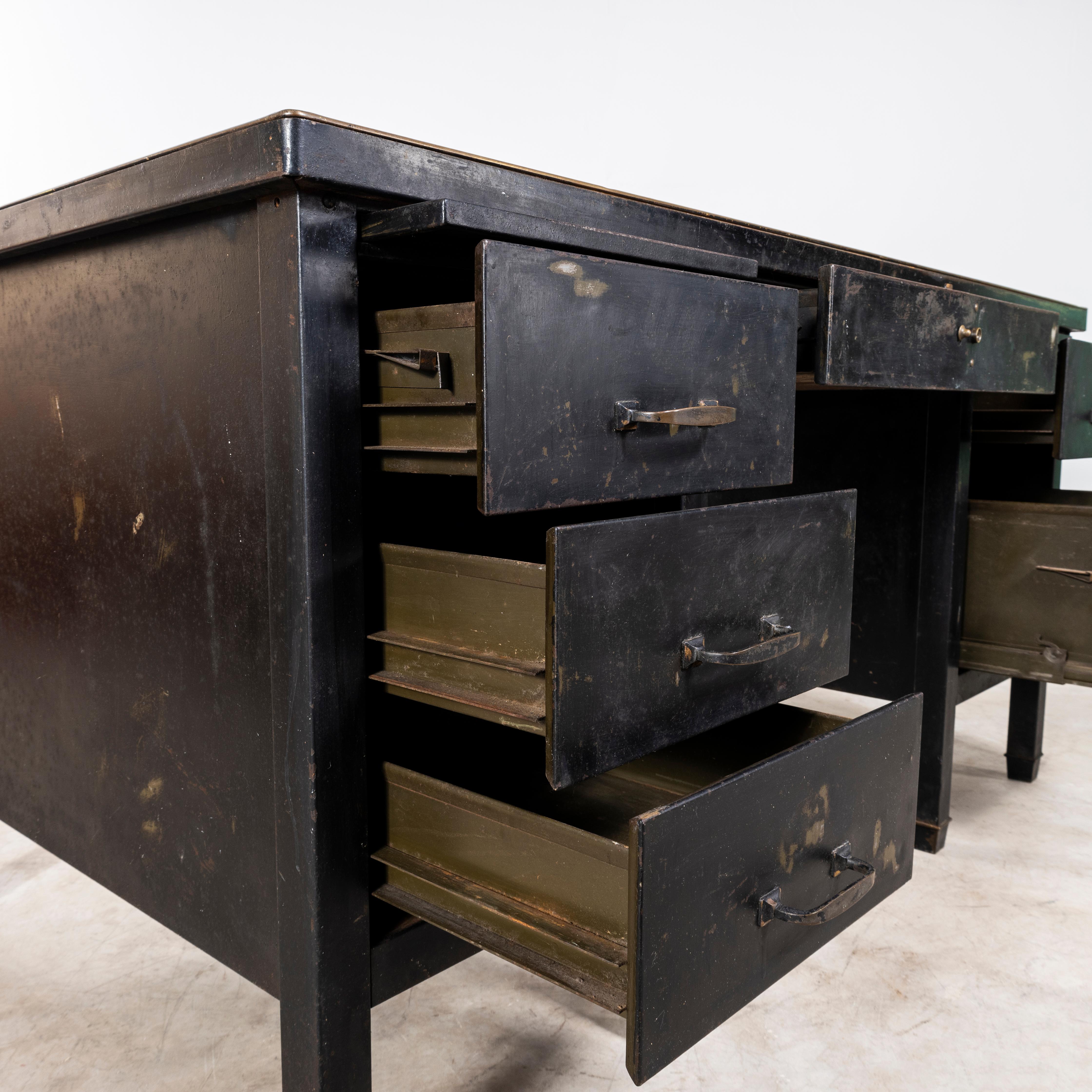 1940's Industrial Metal Desk - Linoleum To 1