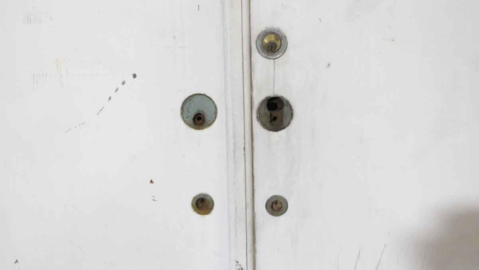 1940s Industrial Pair of Commercial Wood Double Doors with 9 Lites Ea. In Good Condition In New York, NY