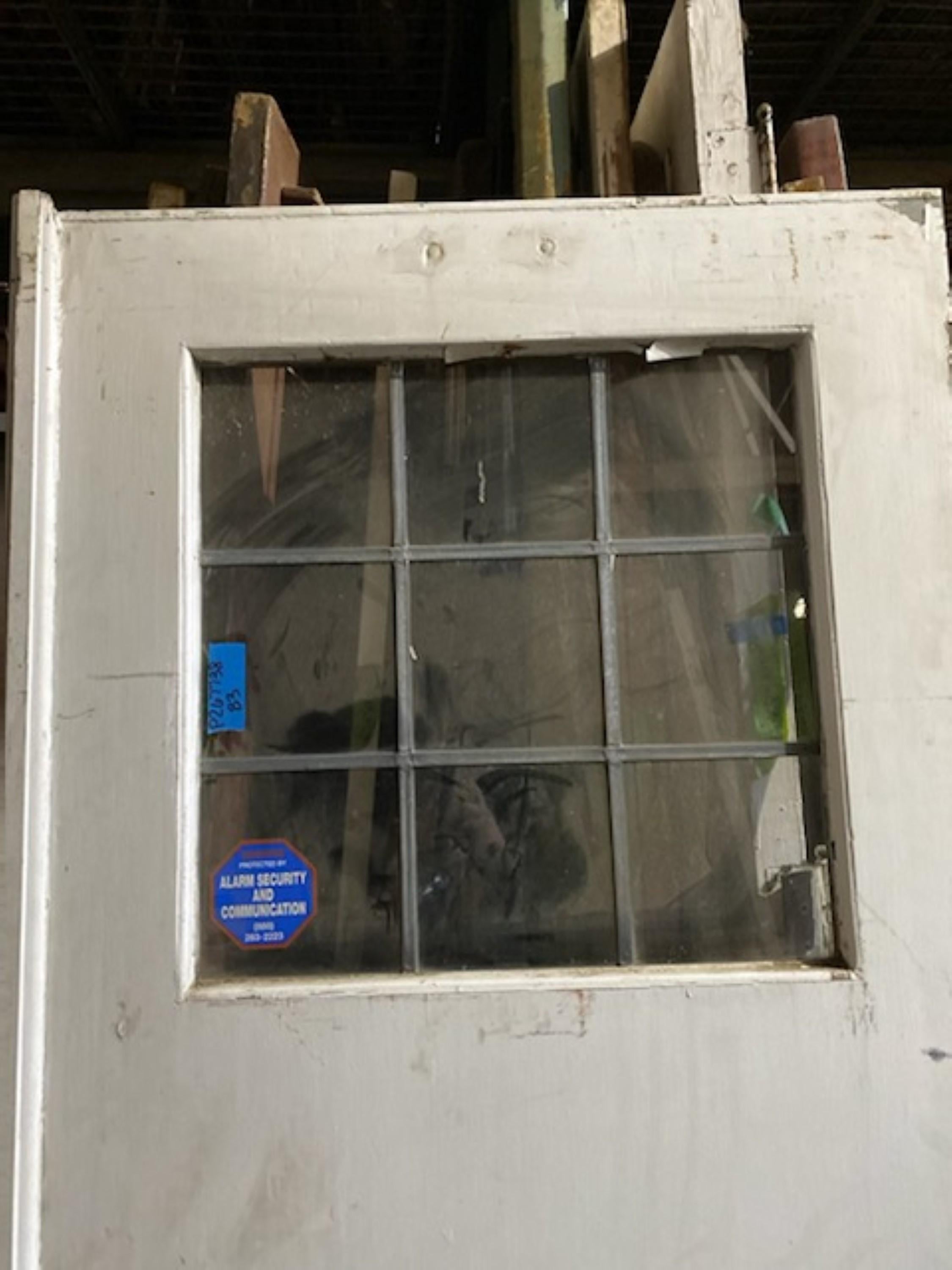 1940s Industrial Pair of Commercial Wood Double Doors with 9 Lites Ea. 2