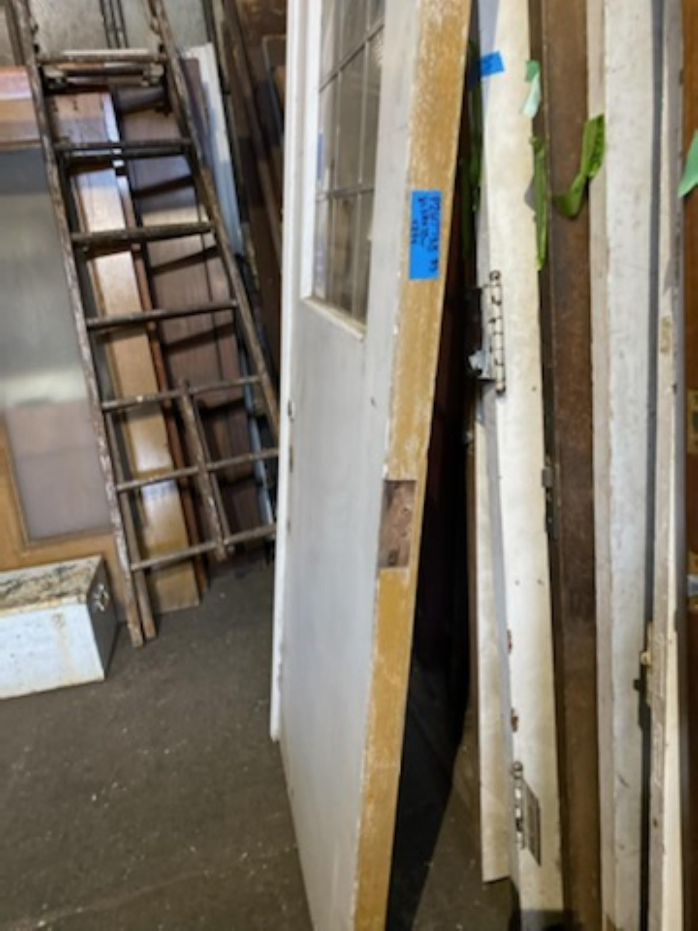 1940s Industrial Pair of Commercial Wood Double Doors with 9 Lites Ea. 4