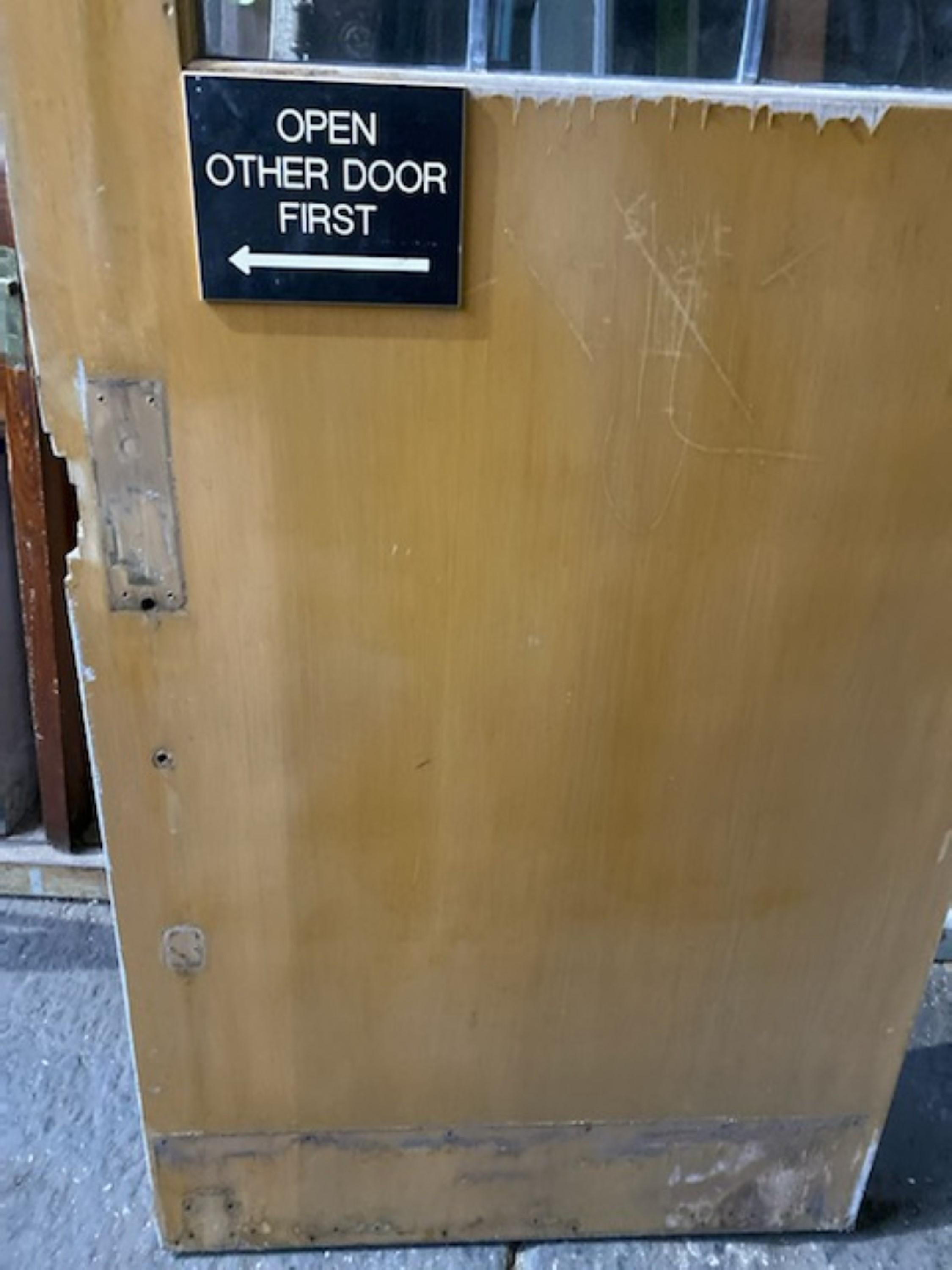 1940s Industrial Pair of Commercial Wood Double Doors with 9 Lites Ea. 6