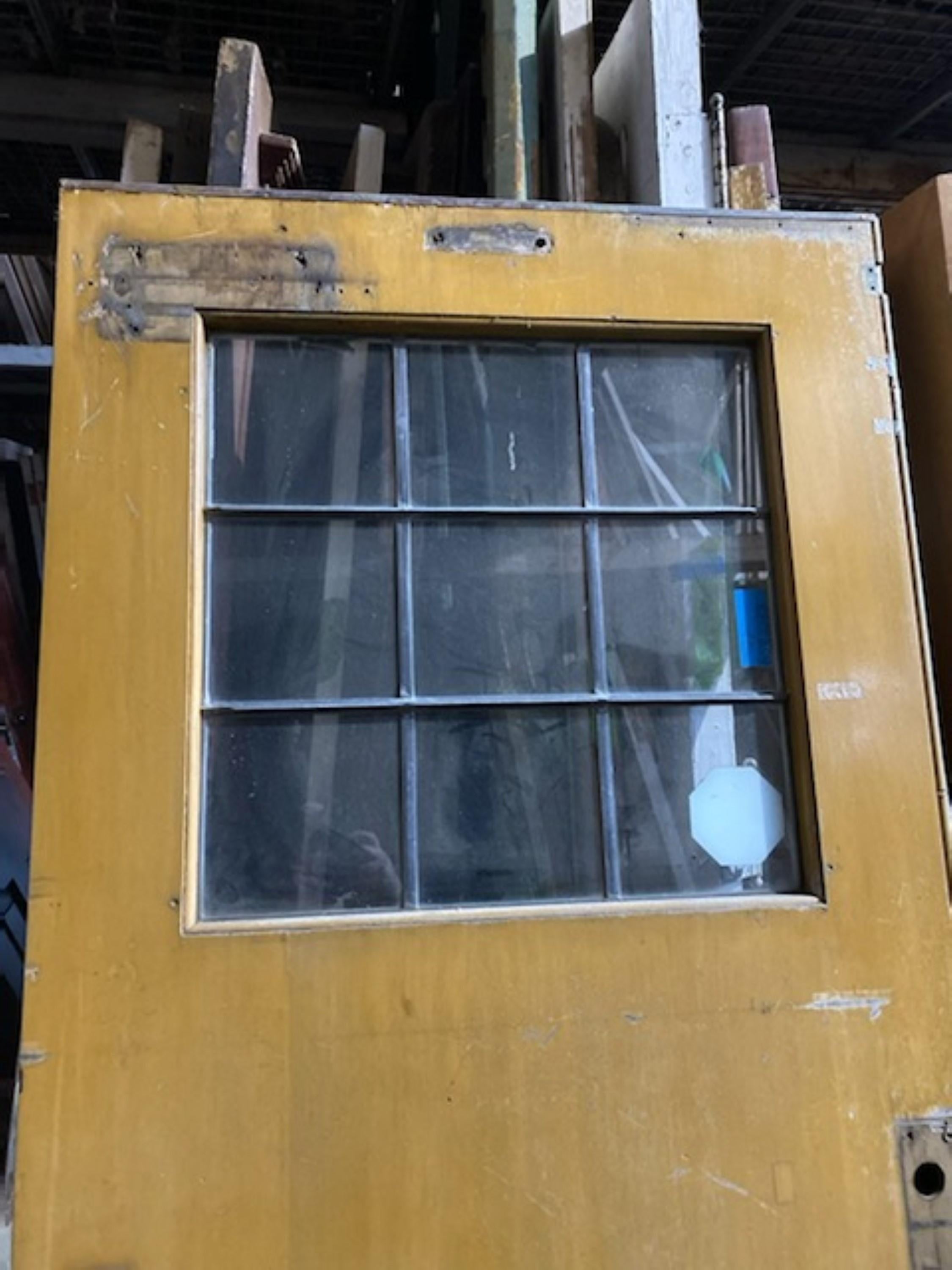 Mid-20th Century 1940s Industrial Pair of Commercial Wood Double Doors with 9 Lites Ea.