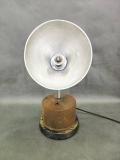 1940s Industrial Table Lamp Aluminium Metal Czechoslovakia