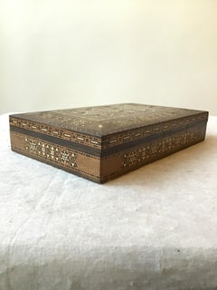 1940s Inlaid Wood And  Mother Of Pearl Middle Eastern Box