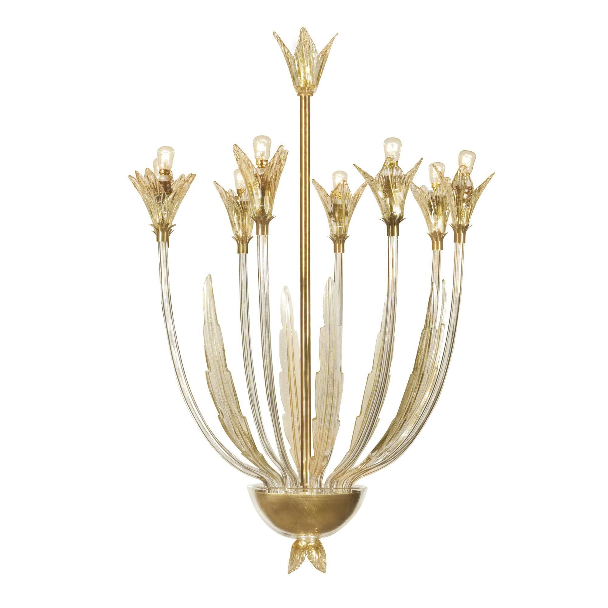 1940s Inspired Handcrafted Murano Glass Claudio Chandelier For Sale