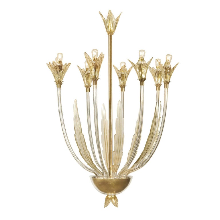 1940s Inspired Handcrafted Murano Glass Claudio Chandelier For Sale