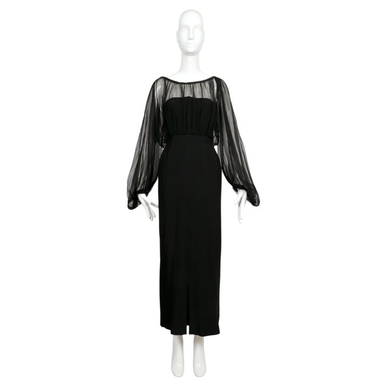 cowl neck chiffon dress Plunging Maxi - Black 1880s Clothing — Locust LowStock:43291400110131 Size:3x-Large beaded waistband