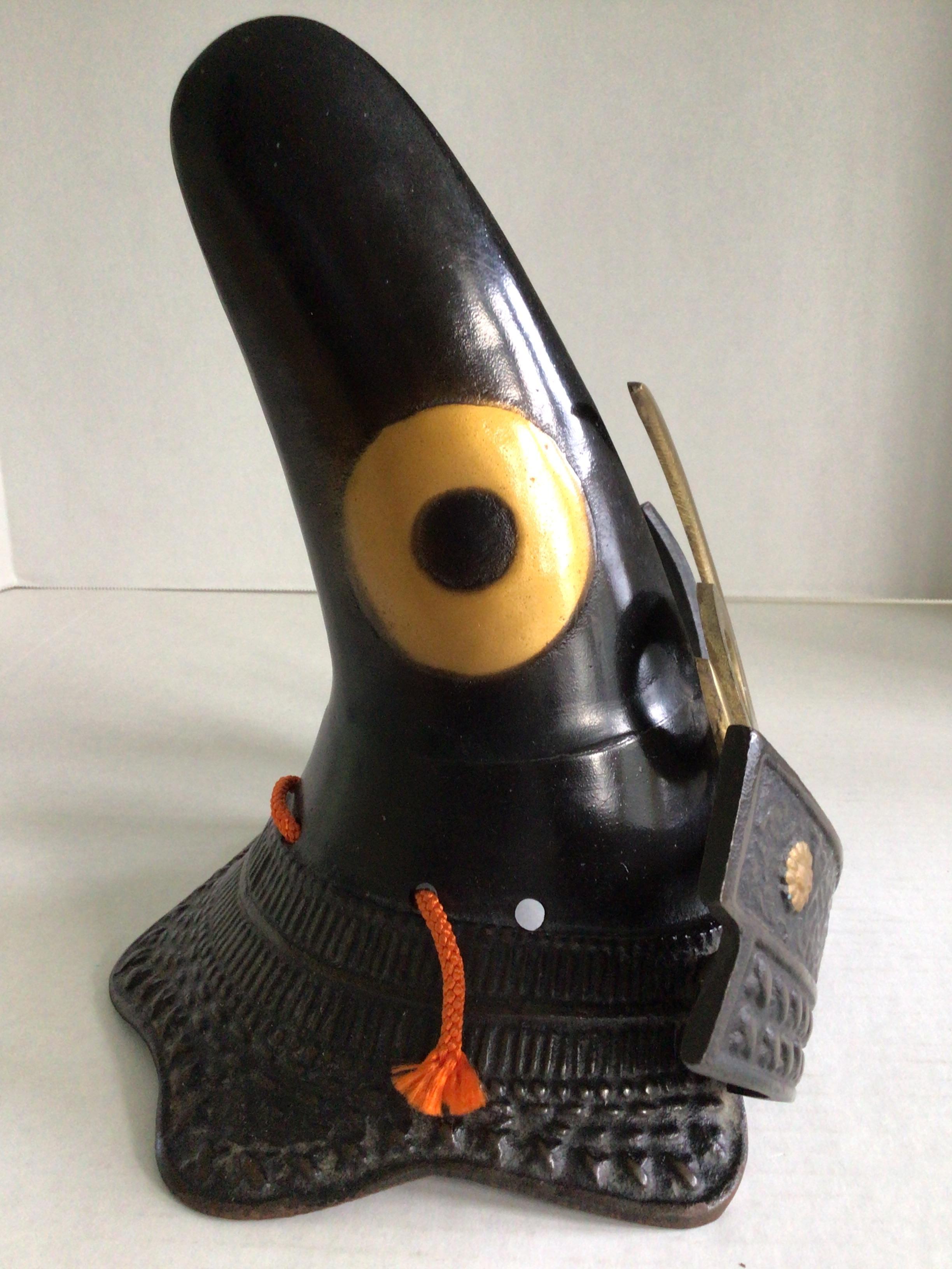 1940s Iron Japanese Samurai Helmet Sculpture In Good Condition In Tarrytown, NY