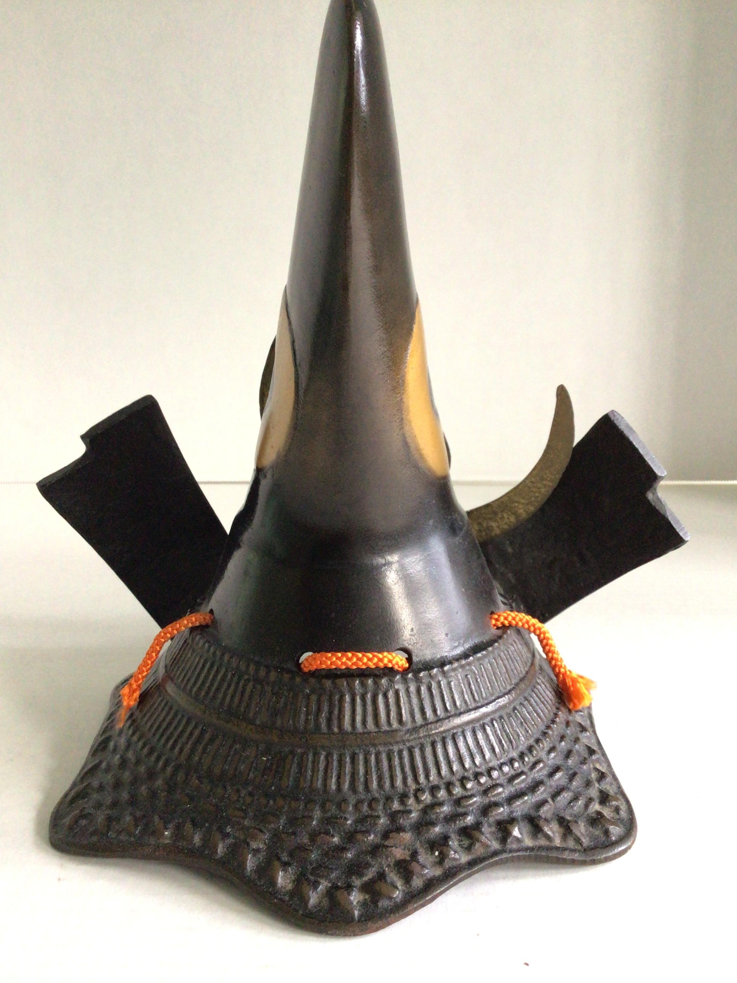 Mid-20th Century 1940s Iron Japanese Samurai Helmet Sculpture