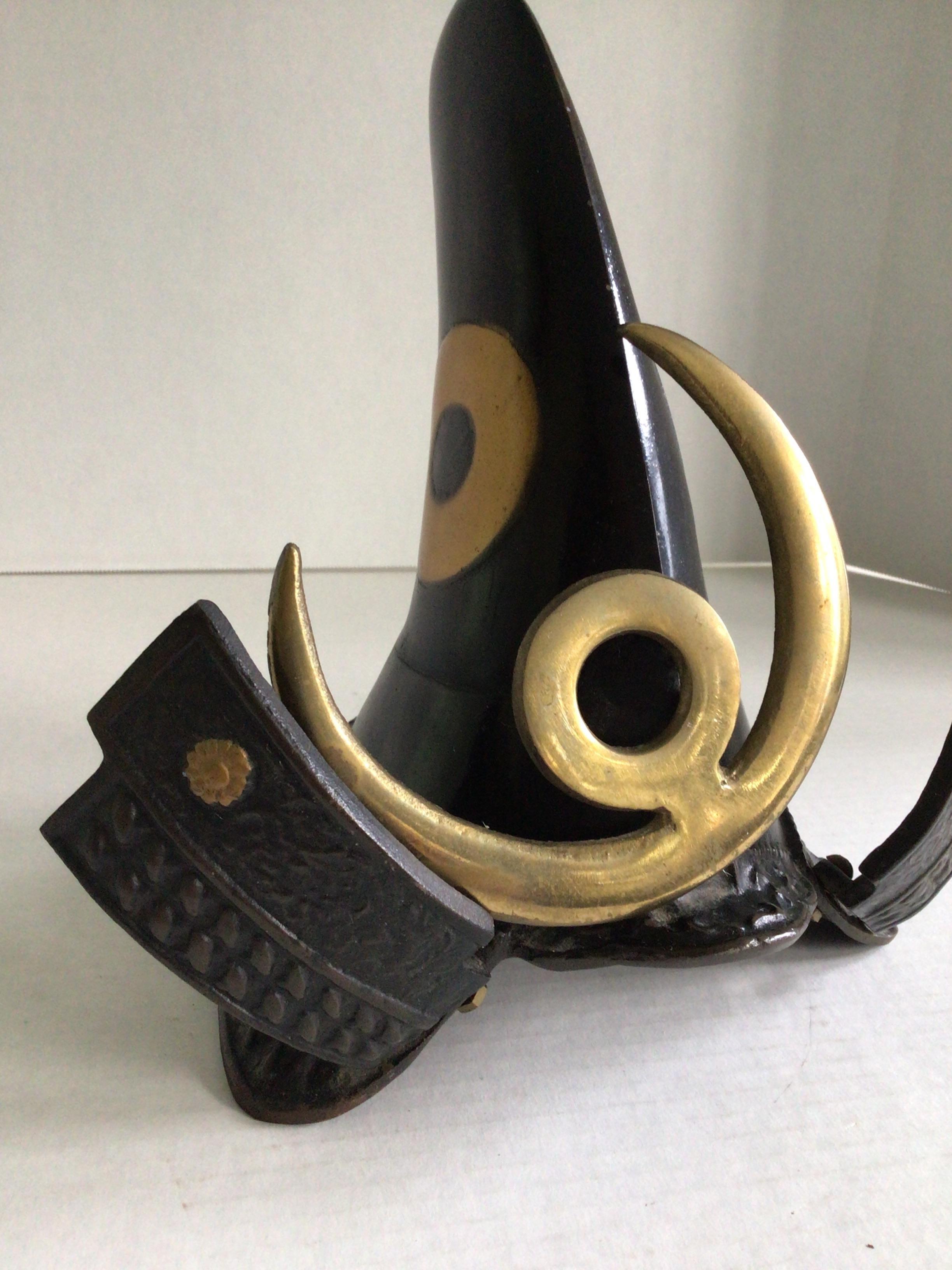 Metal 1940s Iron Japanese Samurai Helmet Sculpture