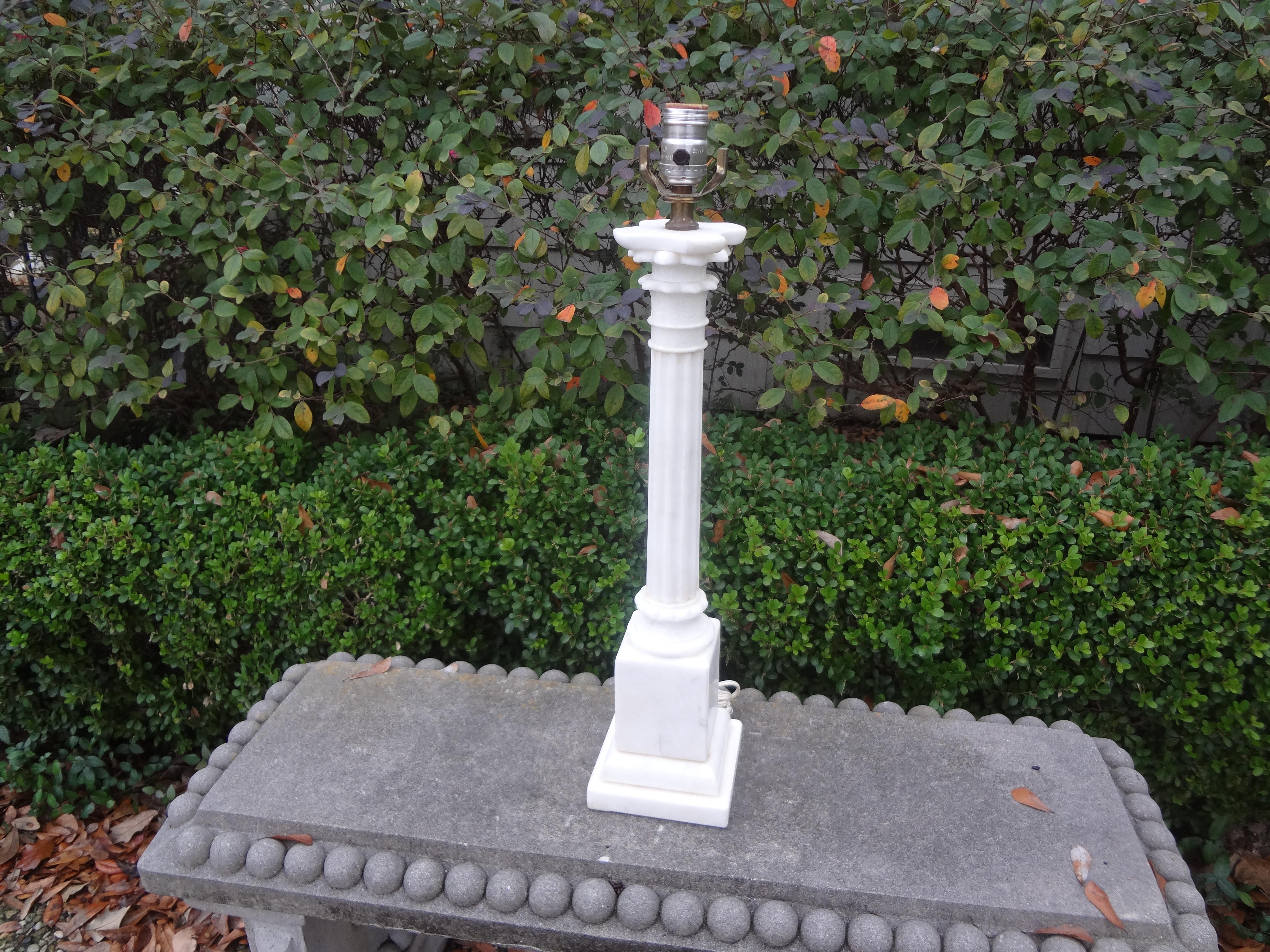 1940s Italian Alabaster Corinthian Column Lamp 2