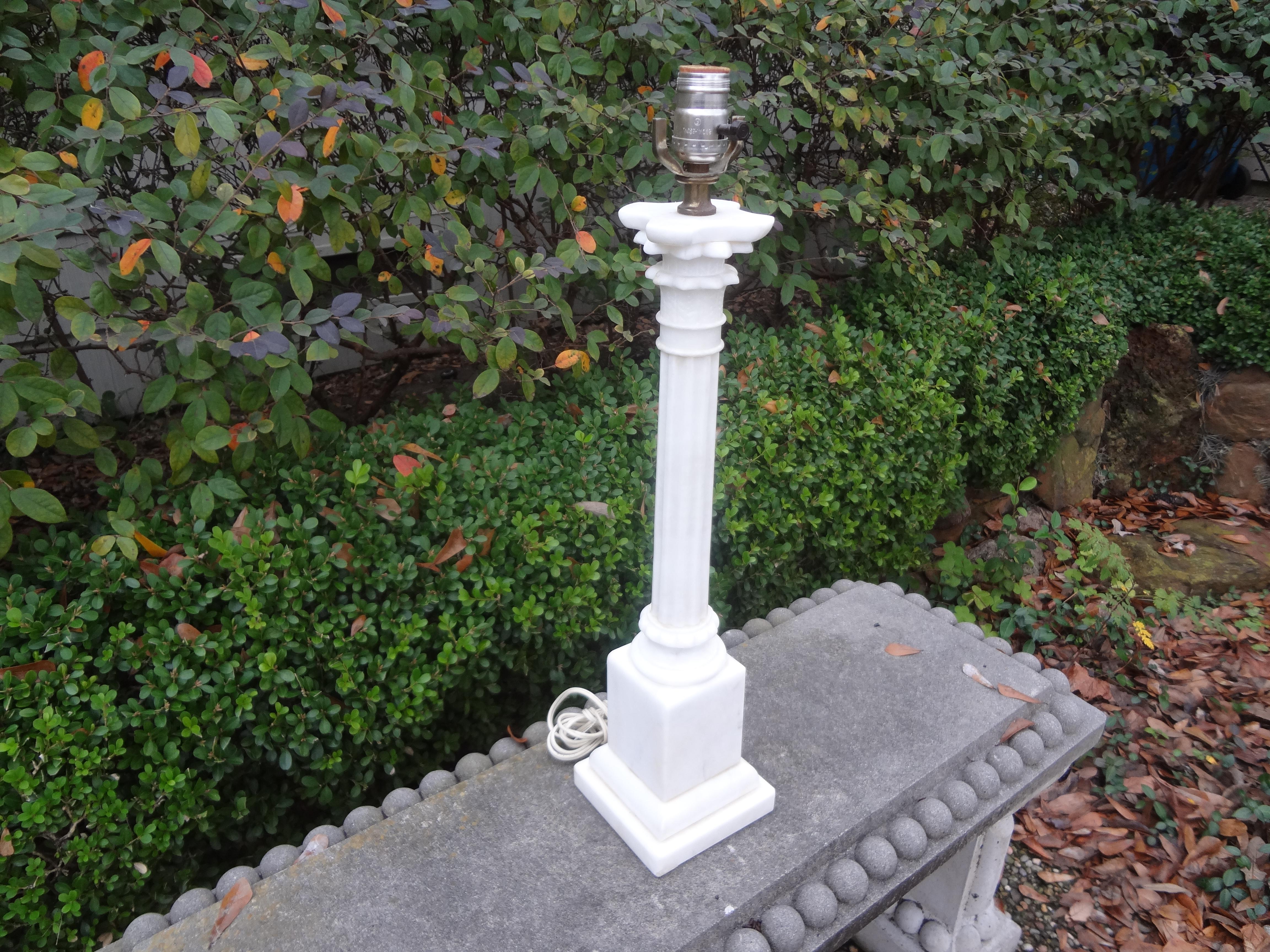 1940s Italian Alabaster Corinthian Column Lamp 3