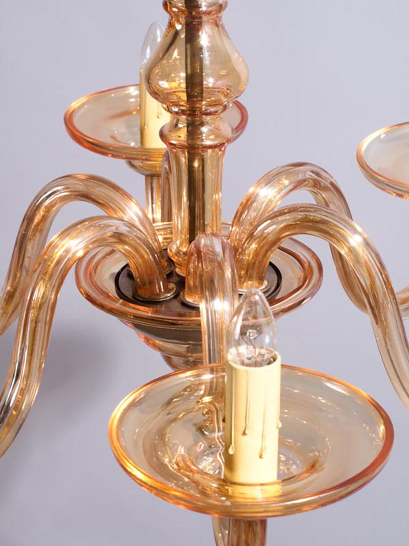 1940s Italian Amber Glass Murano Chandelier 12