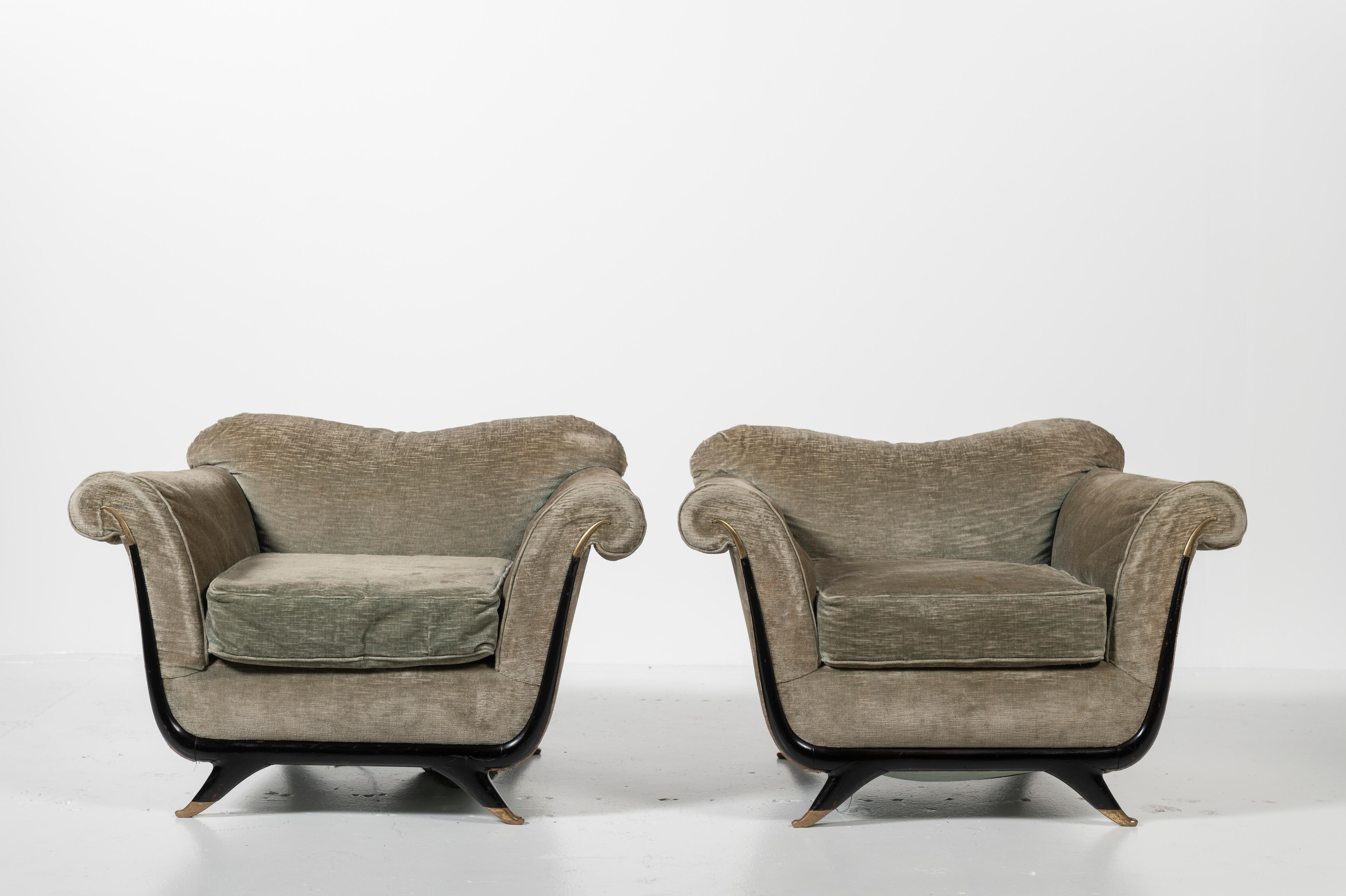 1940s Italian Armchairs Attributed to Guglielmo Ulrich In Good Condition In San Francisco, CA
