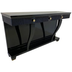 1940s Italian Art Deco Black and Brass Console