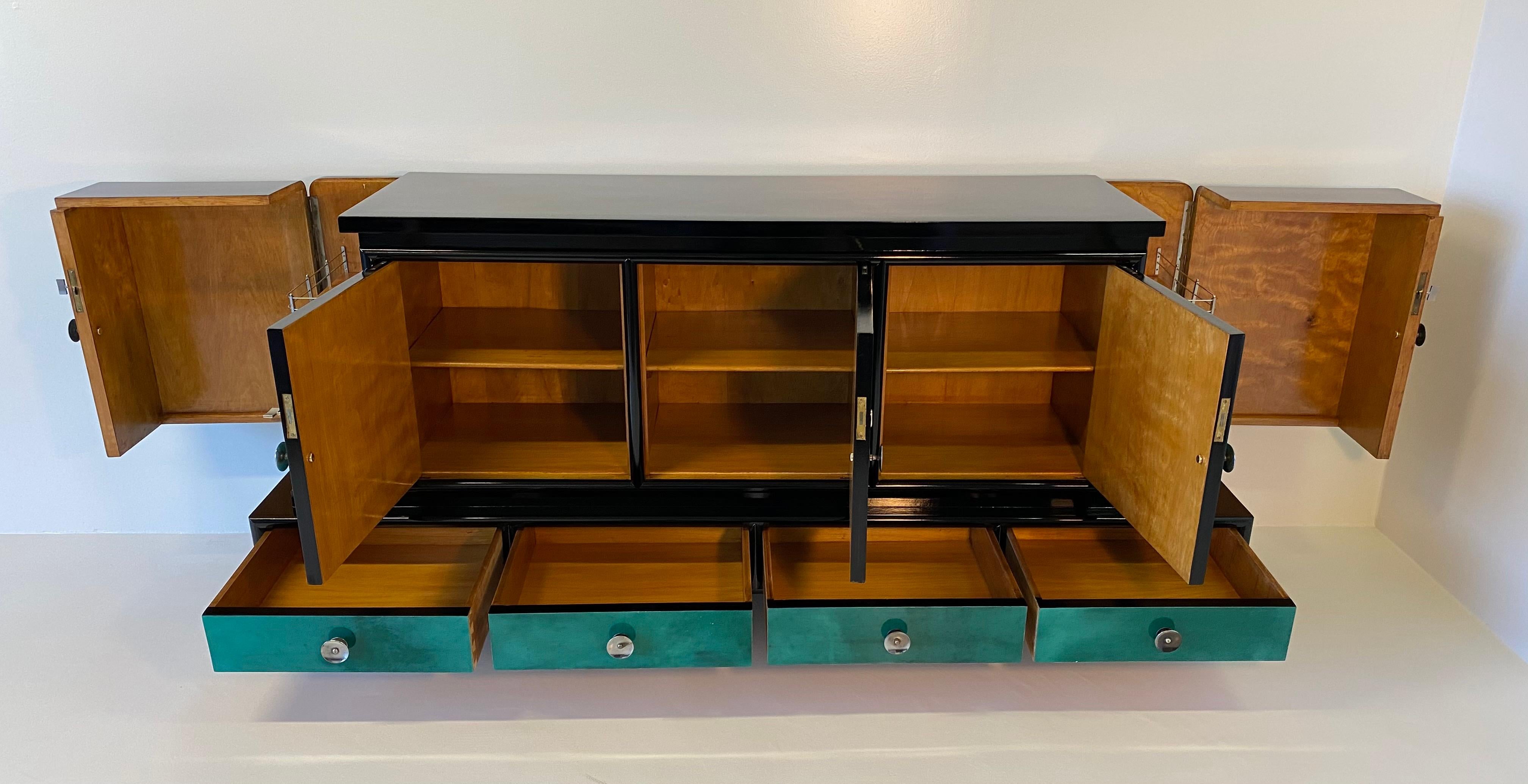 1940s Italian Art Deco Colored Parchment Sideboard 6