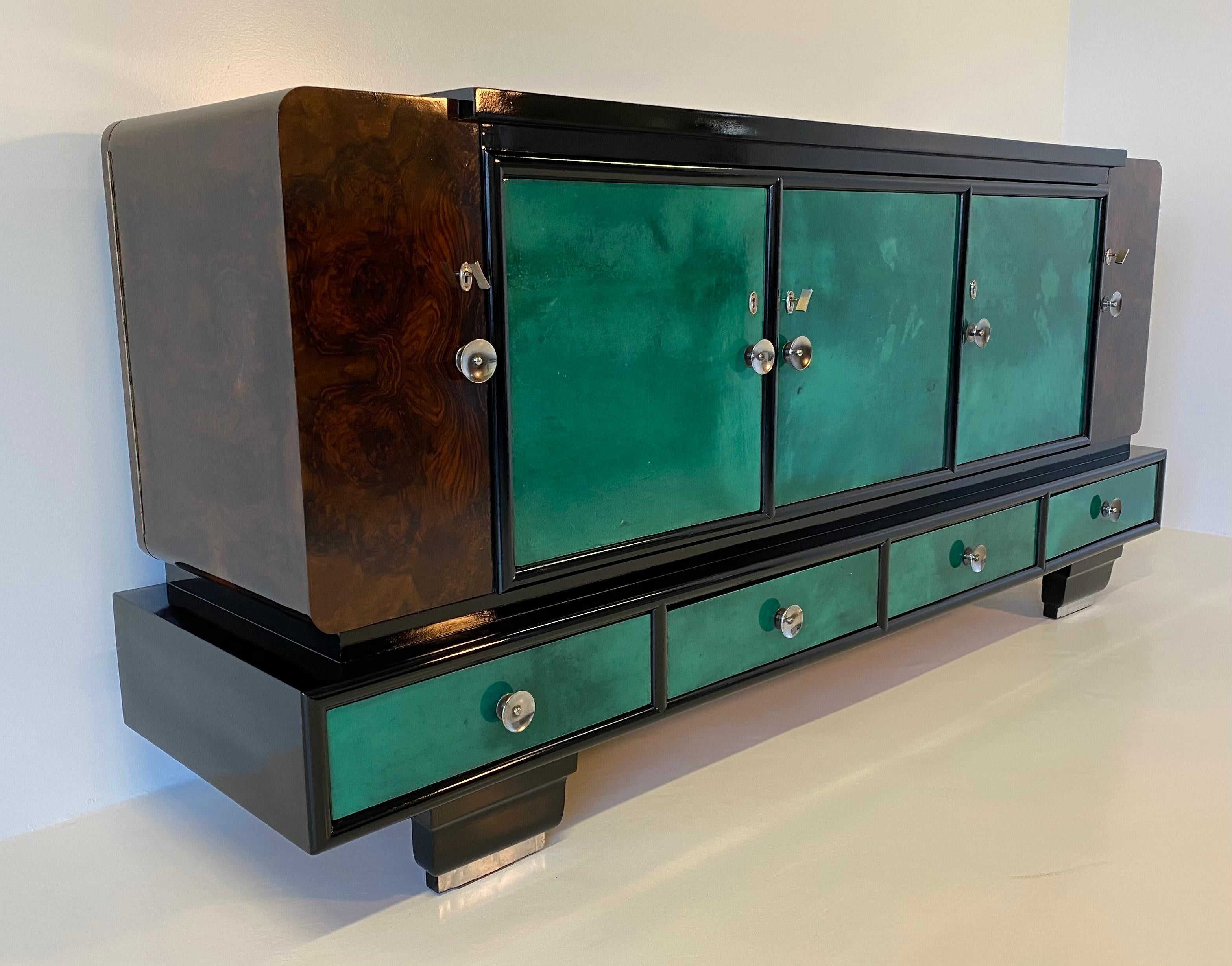 1940s Italian Art Deco Colored Parchment Sideboard In Good Condition In Meda, MB