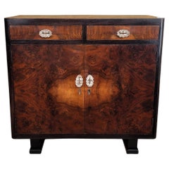 1940s Italian Art Deco MidCentury Modern Sideboard Credenza Walnut Burl Brass