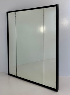 1940s Italian Art Deco Mirror Attributed to Osvaldo Borsani in Black Lacquer wit