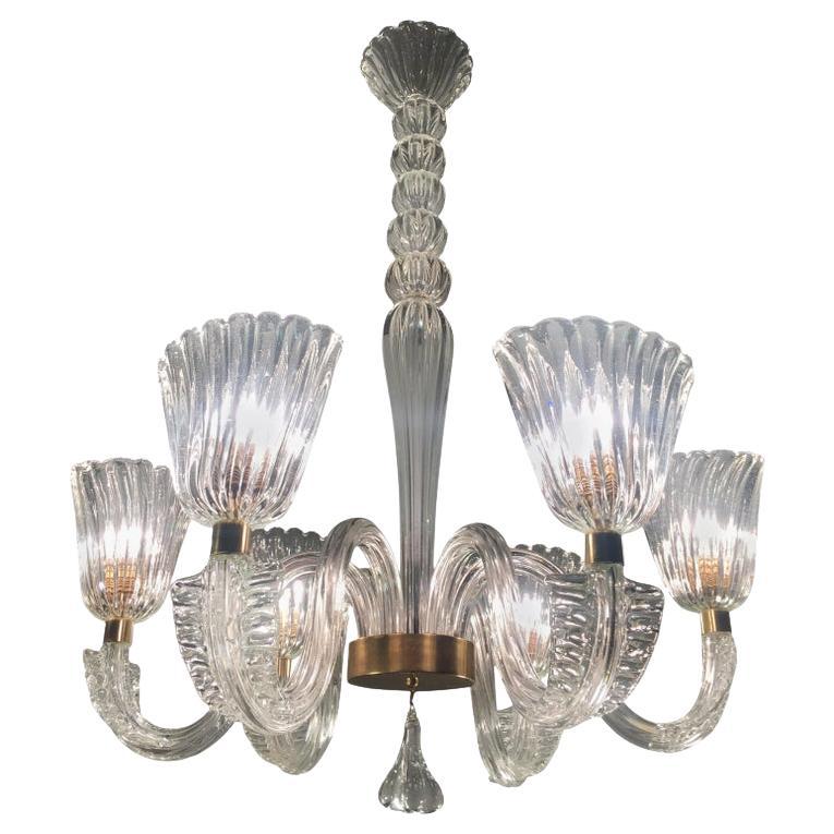 1940s Italian Art Deco Murano Chandelier, Attributed to Barovier&Toso
