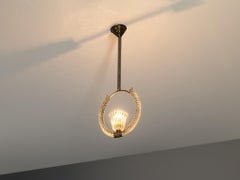 1940s Italian Art Deco Pendant Lamp with Chalice-Shaped Centre Glass and Brass