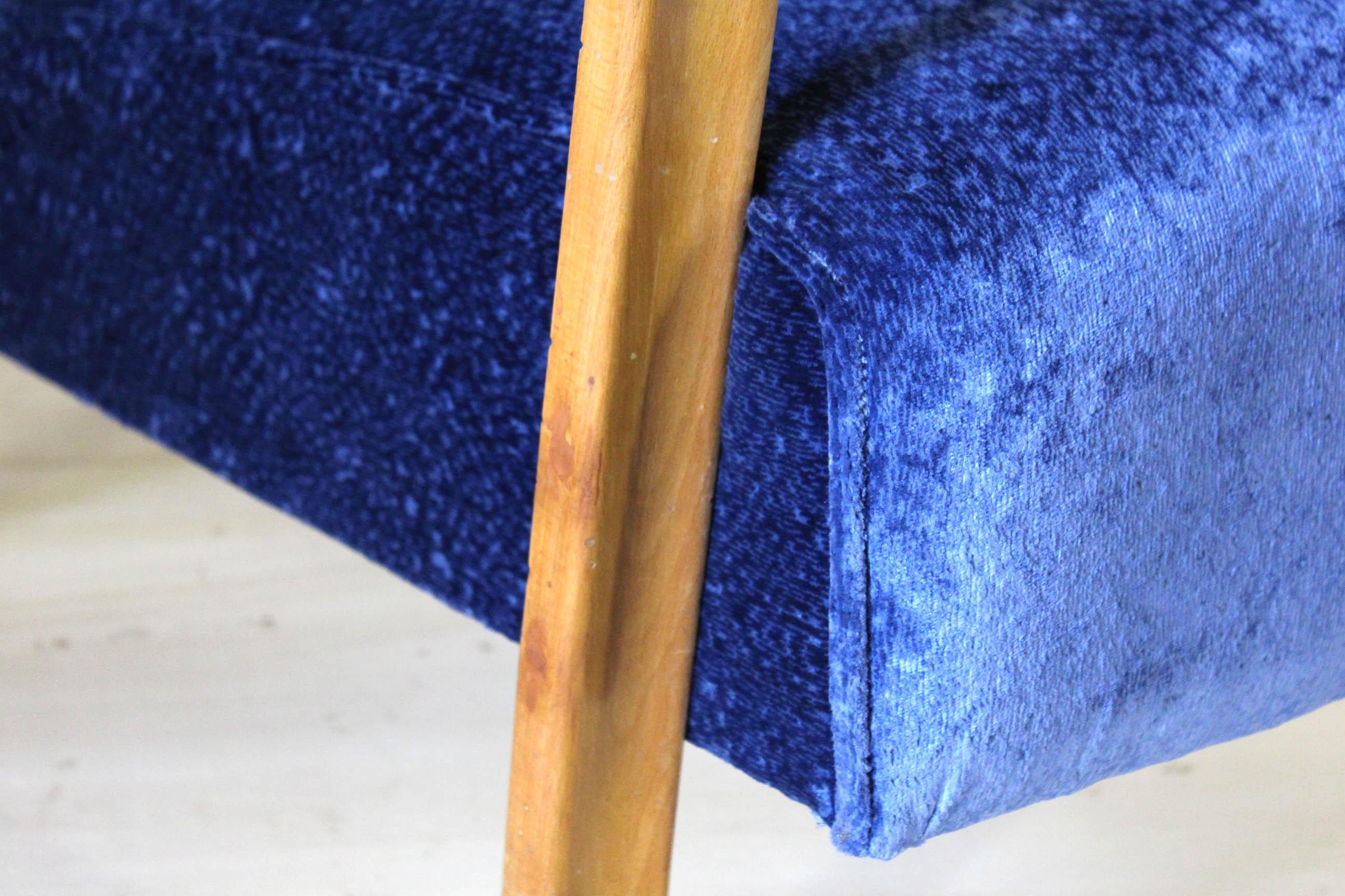 Early 20th Century Art Deco Blue Armchair, France For Sale 5