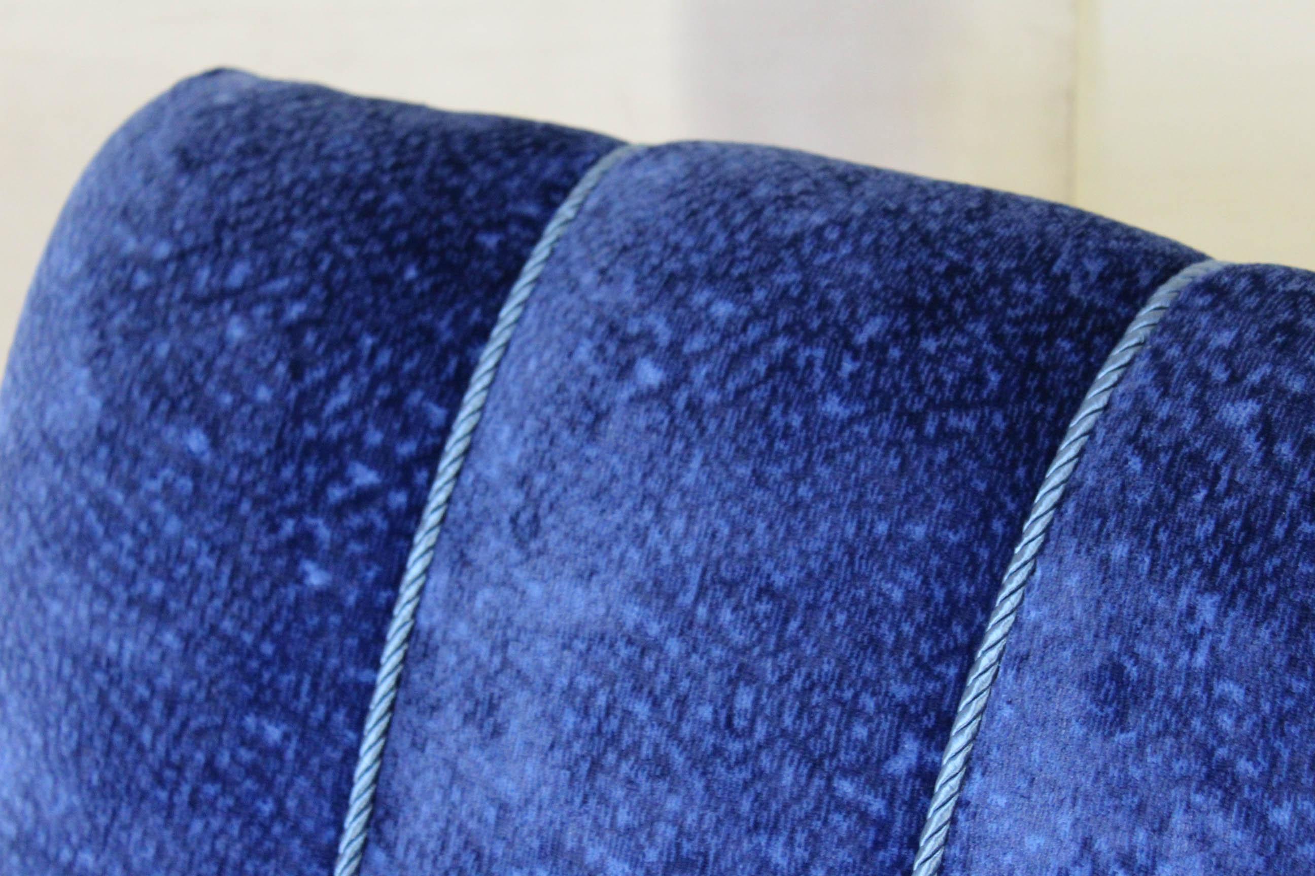Early 20th Century Art Deco Blue Armchair, France For Sale 8