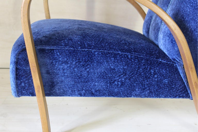 Art Deco Style blue armchair, France 1930s For Sale 10