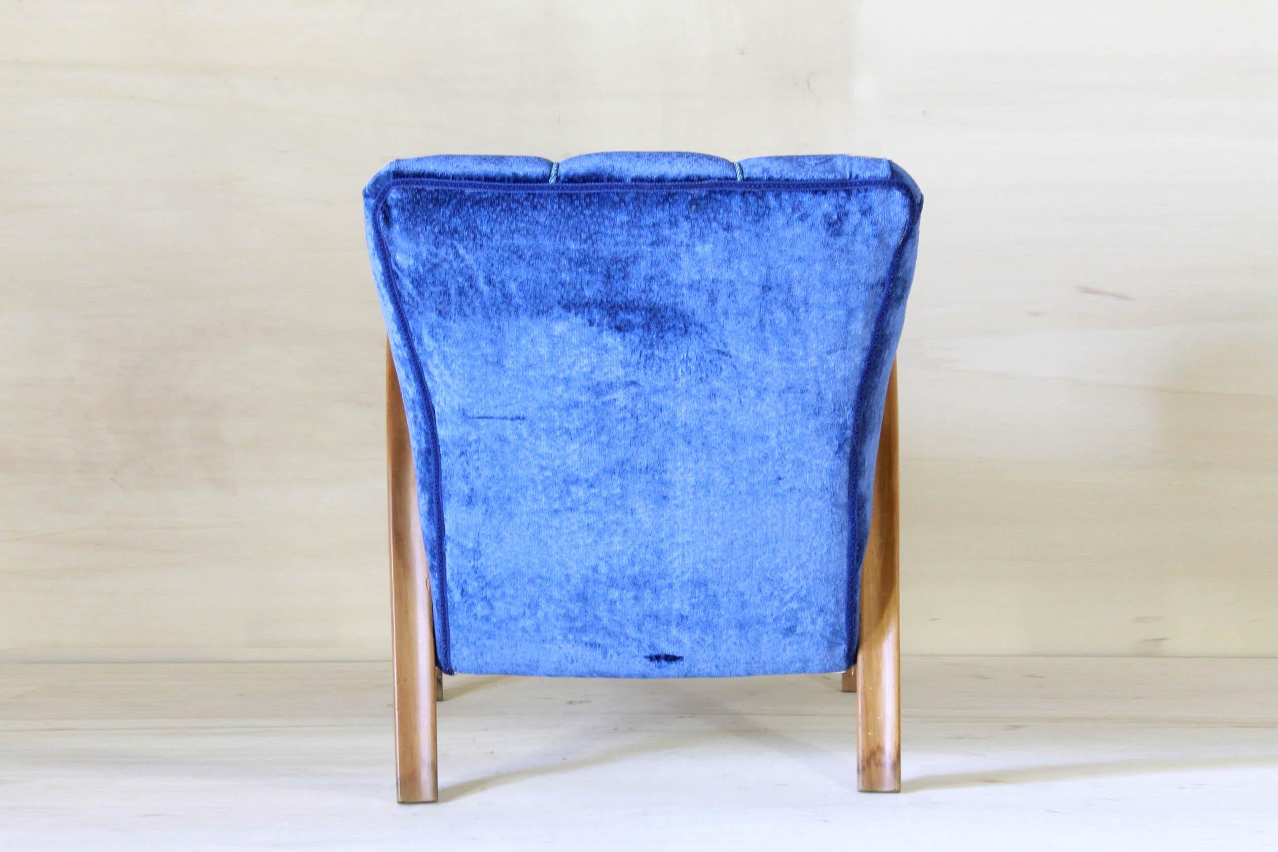 Art Deco Style blue armchair, France 1930s In Good Condition For Sale In Ceglie Messapica, IT