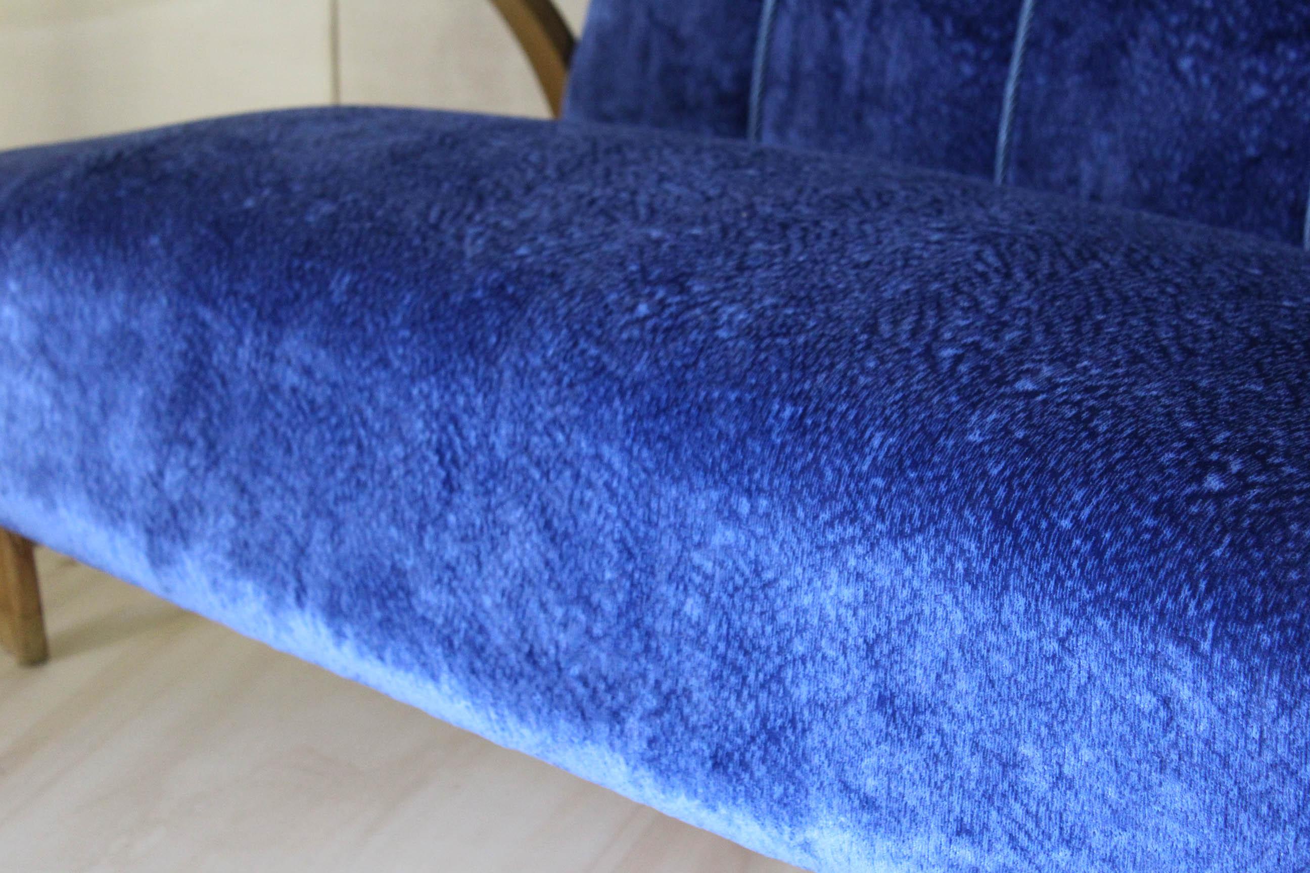 1940s vintage sofa in art deco style with velvet blue cover 2