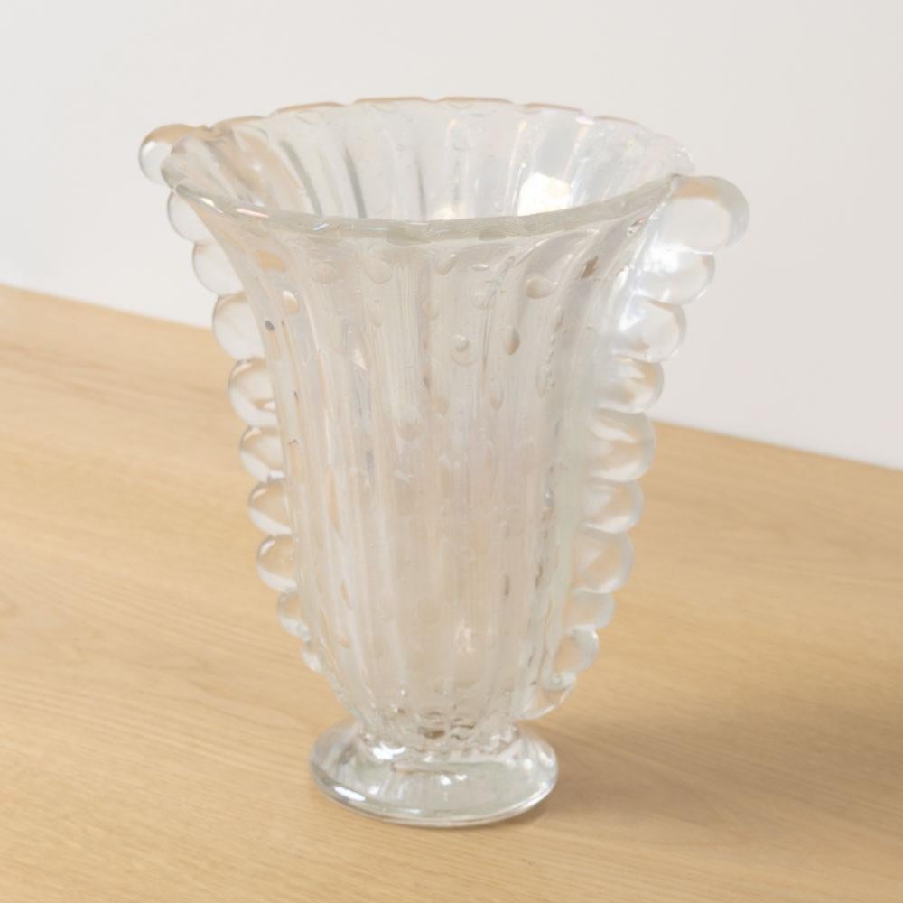 1940s Italian Barovier Scalloped Glass Vase For Sale 3