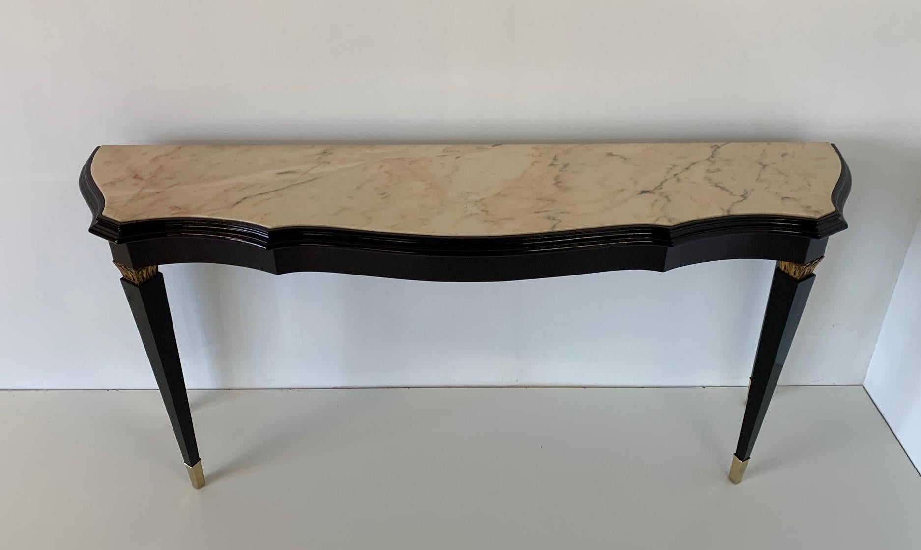 1940s Italian Black and Marble Console Table in the Style of Paolo Buffa In Good Condition In Meda, MB