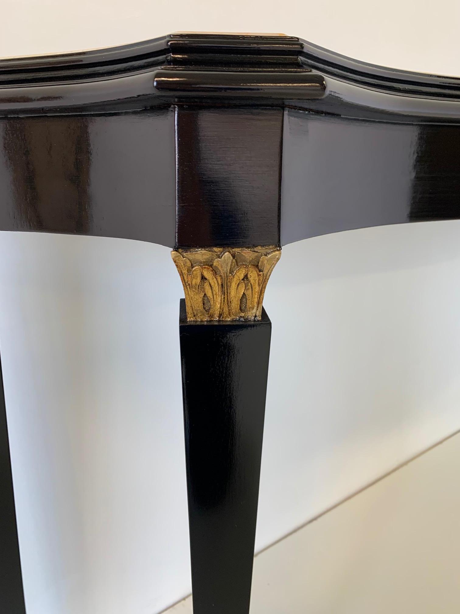 1940s Italian Black and Marble Console Table in the Style of Paolo Buffa 2