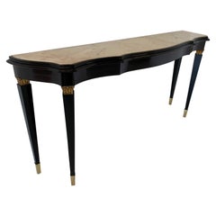 1940s Italian Black and Marble Console Table in the Style of Paolo Buffa