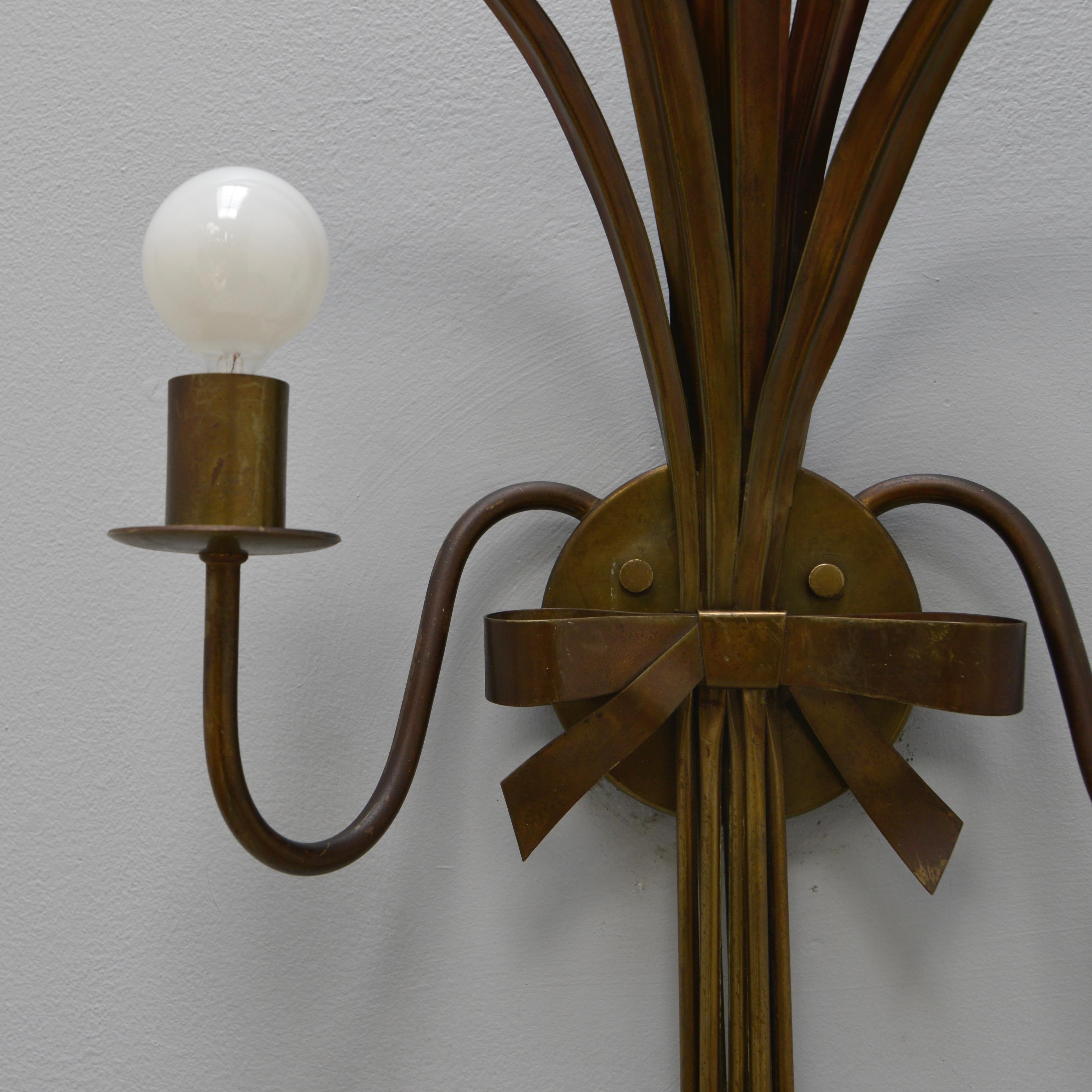 Patinated 1940s Italian Botanical Sconces