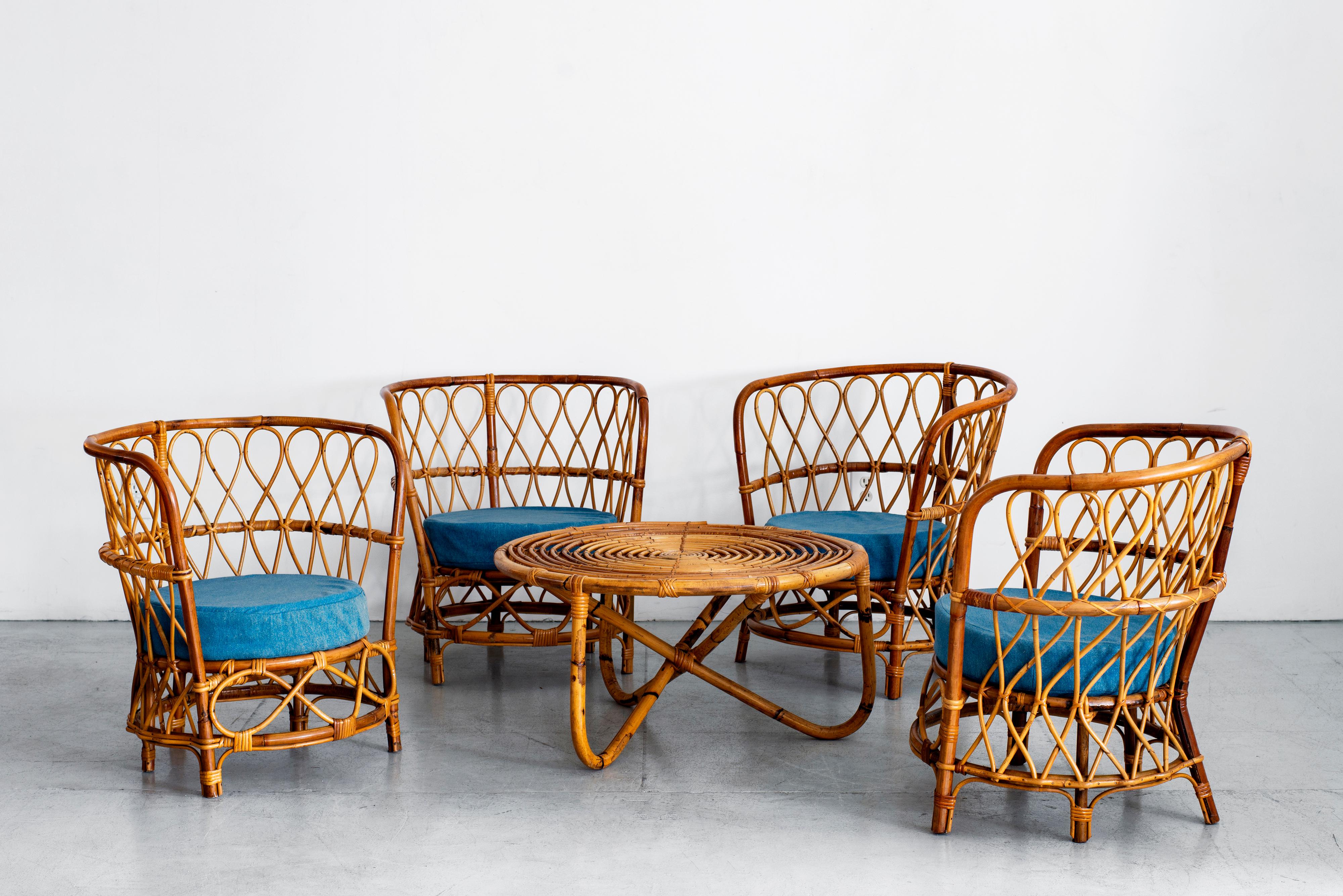 1940s Italian Caned Armchairs In Good Condition For Sale In Beverly Hills, CA