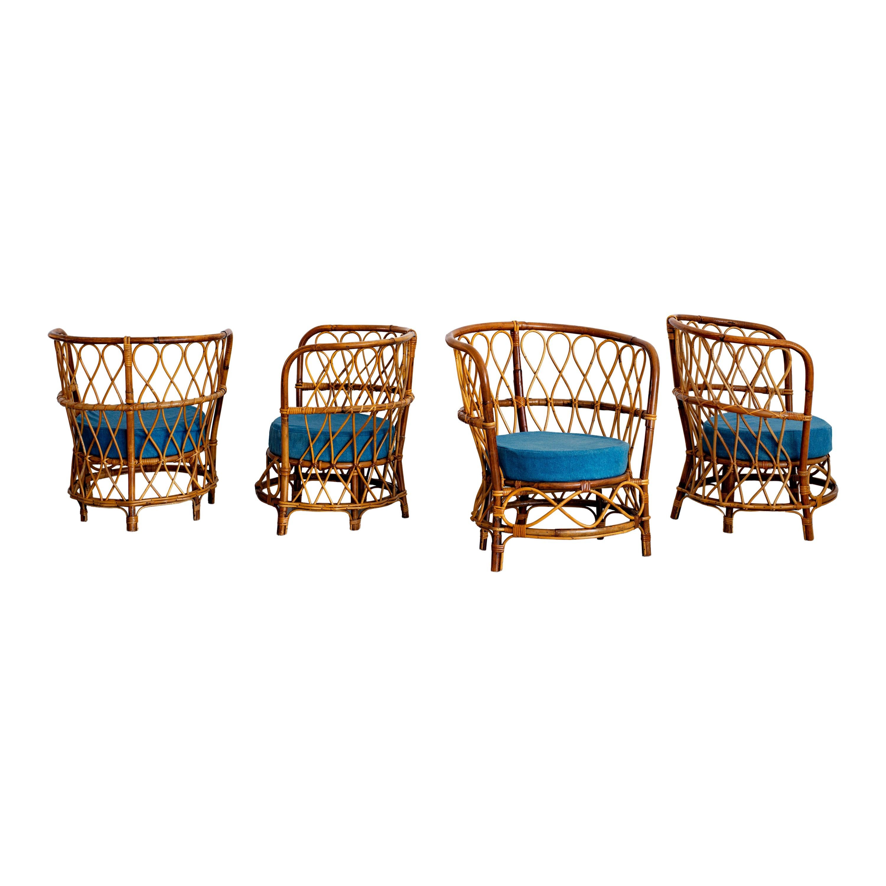 1940s Italian Caned Armchairs For Sale