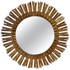 1940s Italian Carved and Giltwood Sunburst Mirror