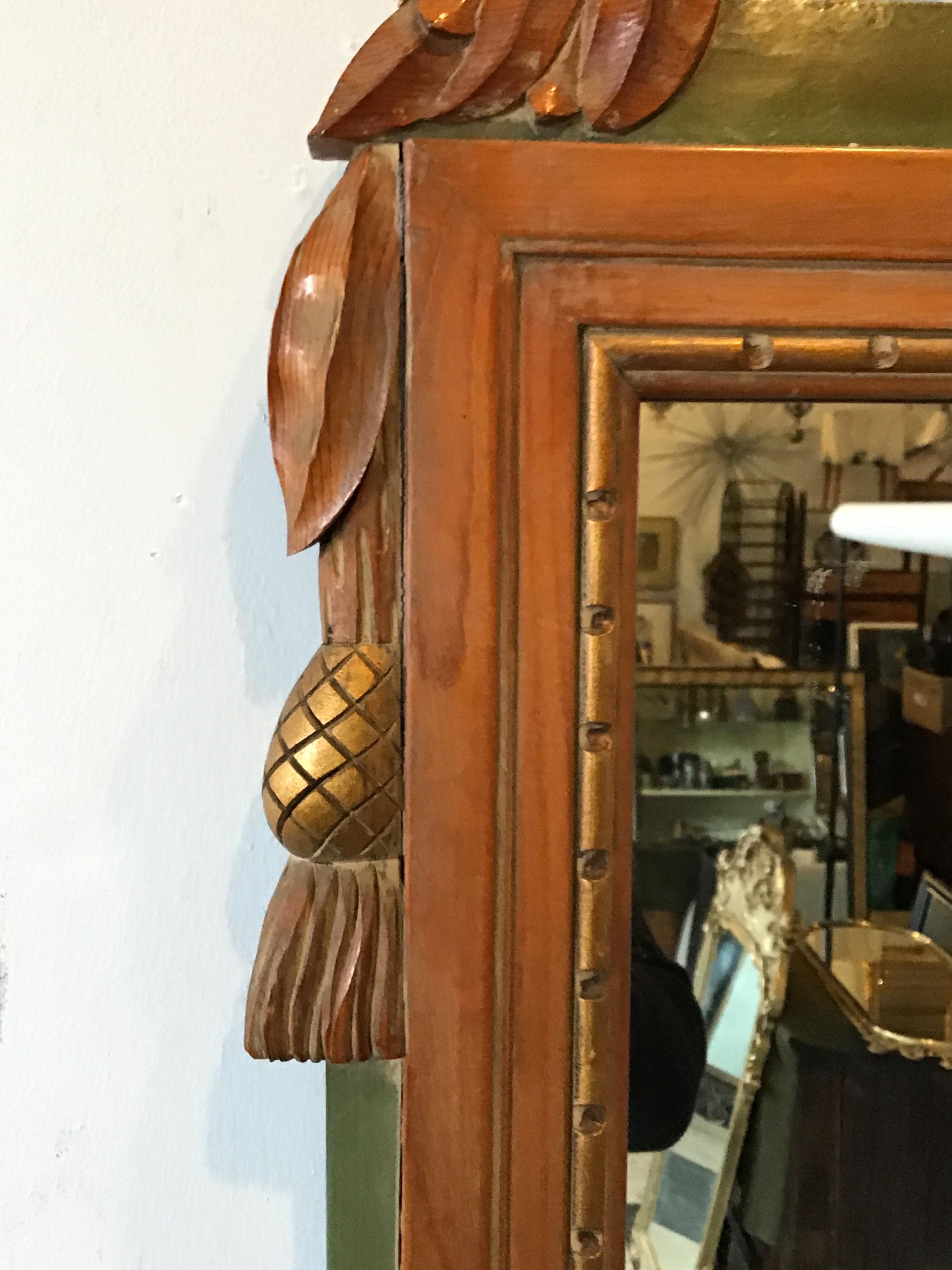1940s Italian Carved Wood Mandolin & Horn Mirror For Sale 1