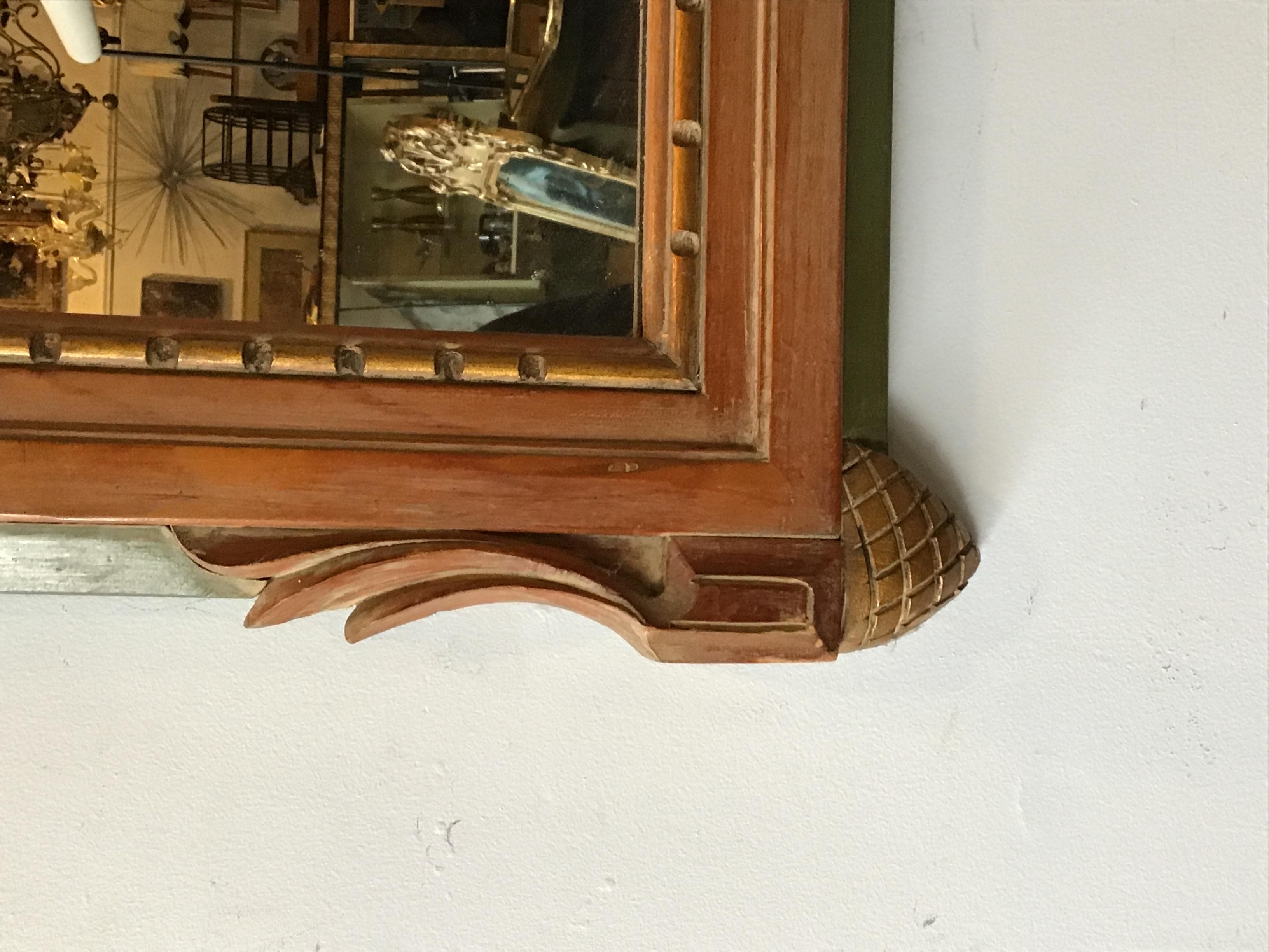 1940s Italian Carved Wood Mandolin & Horn Mirror For Sale 2