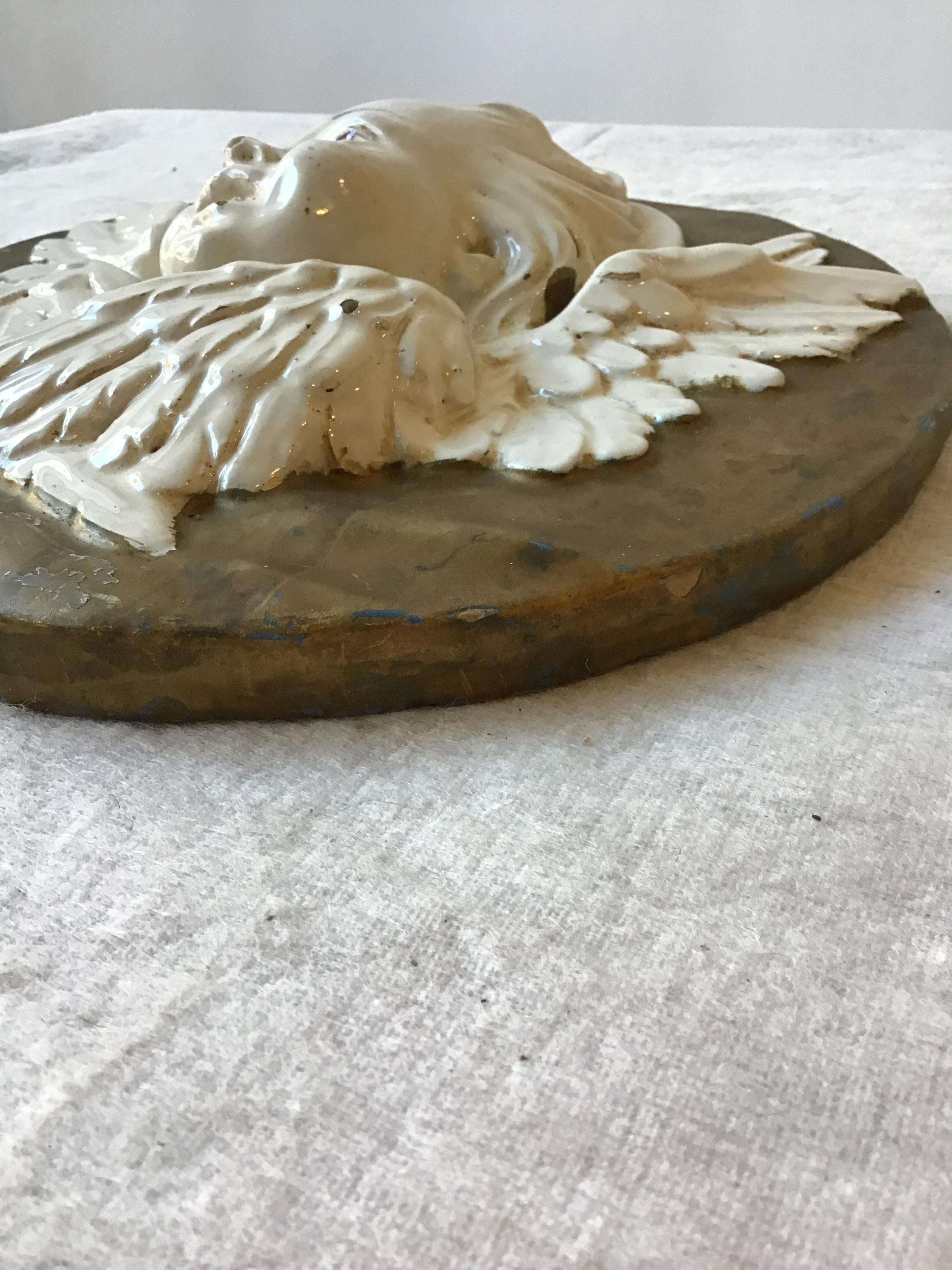 Mid-20th Century 1940s Italian Ceramic Angel Plaque