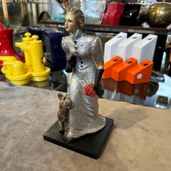 1940s Italian Ceramic Figurine by Mollica, Woman with Fox Terrier