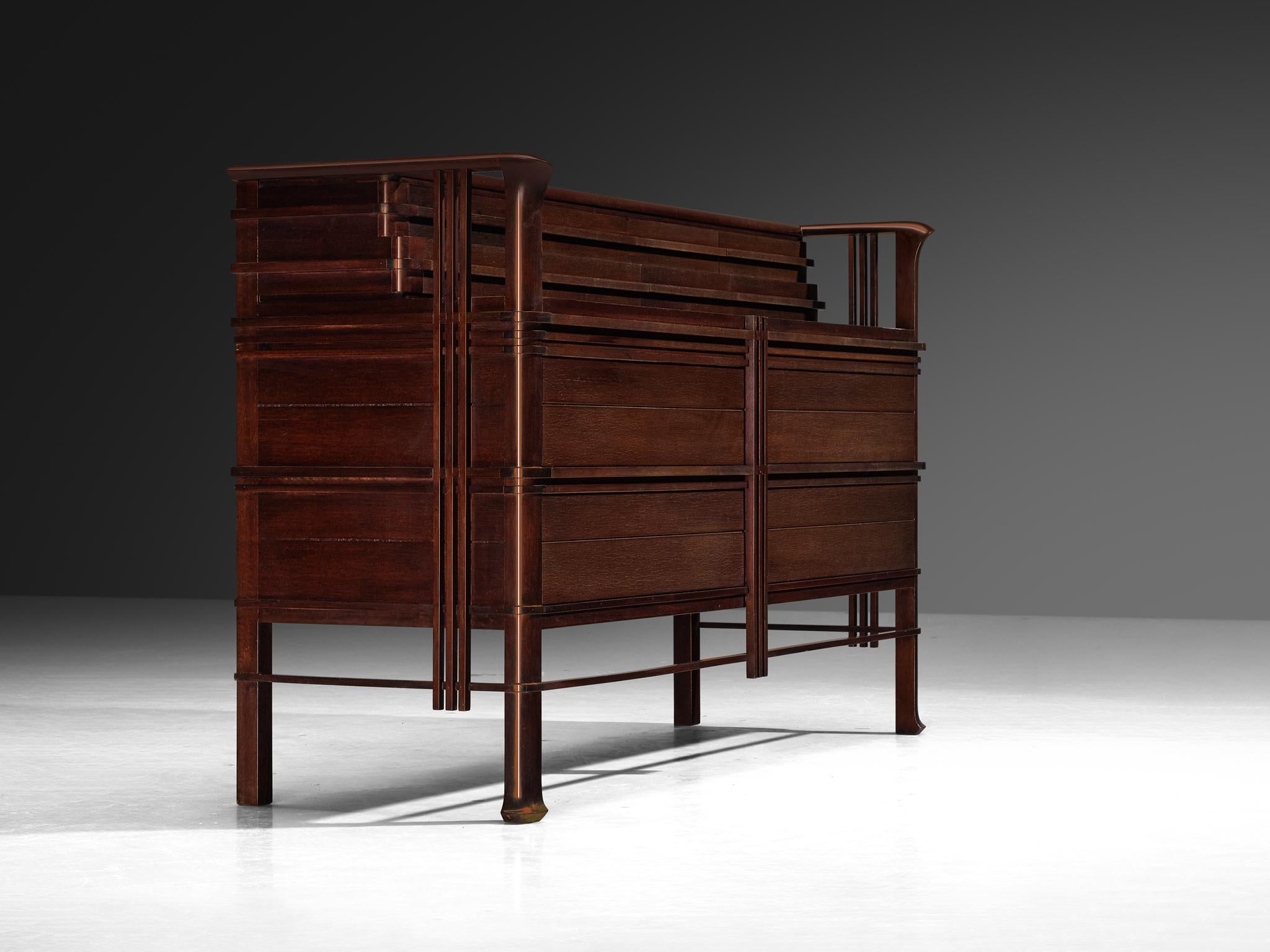1940s Italian Chest of Drawers in Dark Red Stained Wood For Sale 1
